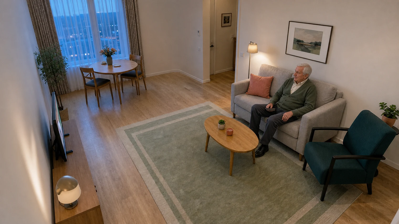 Bewoner zit op de bank