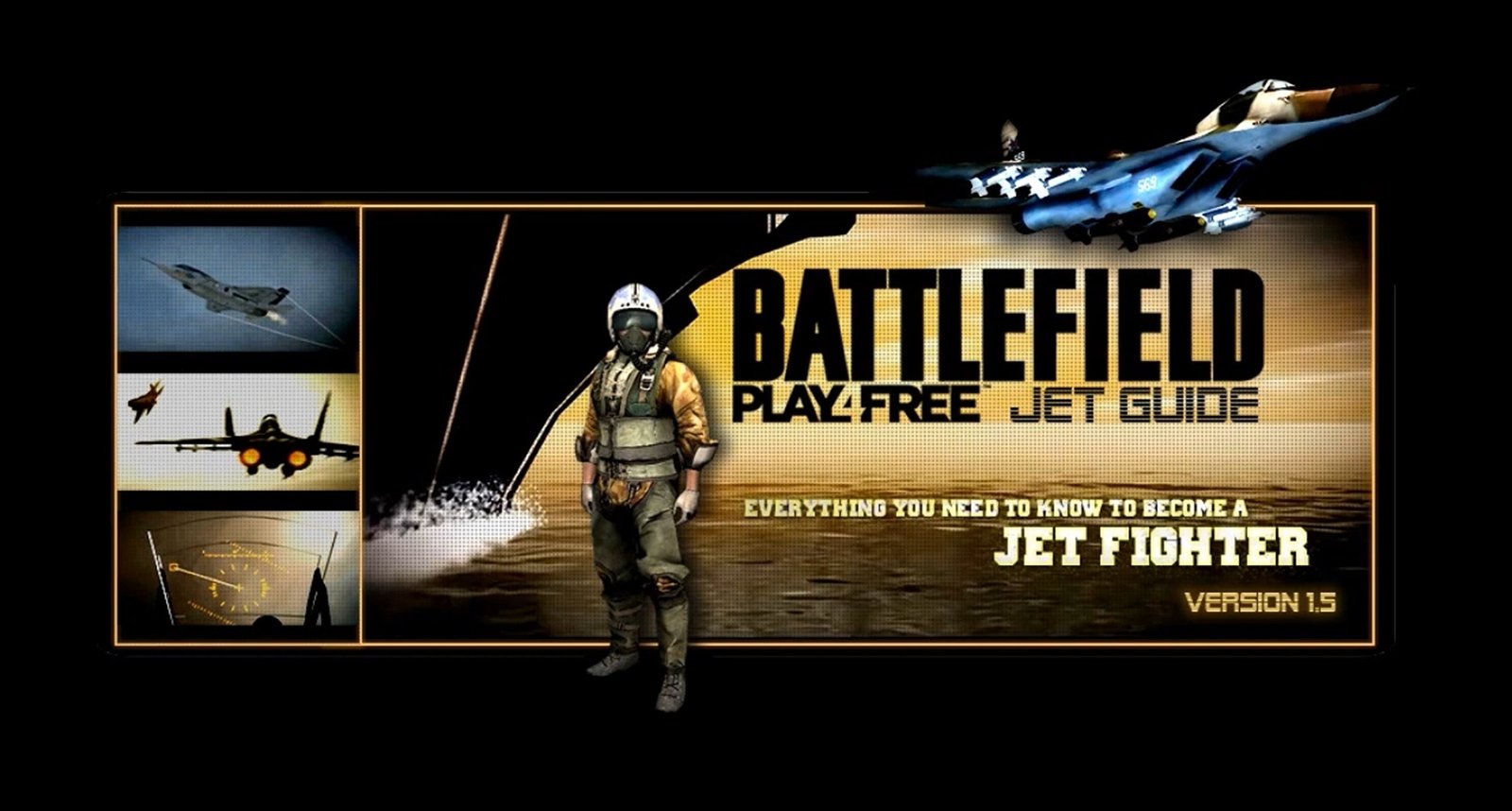 Volledige Battlefield Play4Free Jet Guide-compositie met jet bovenin en guide-layout.