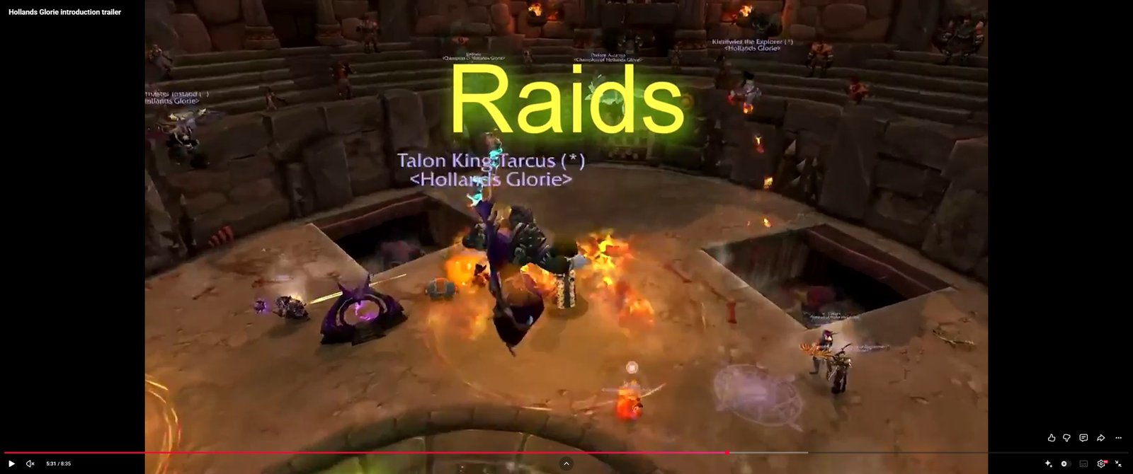 Videobeeld van een Hollands Glorie-raid in World of Warcraft.
