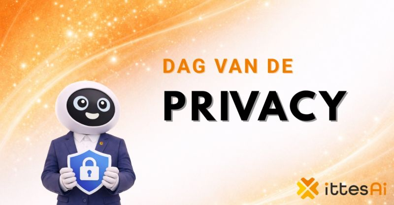 IttesAI-campagnebeeld voor de Dag van de Privacy met de mascotte Itsy en een privacy-icoon.