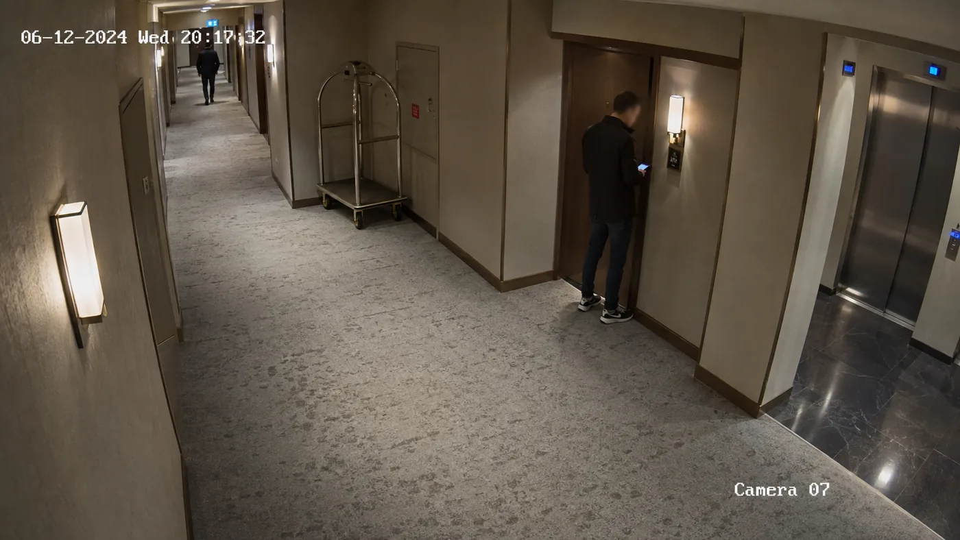Hotelgang met twee personen